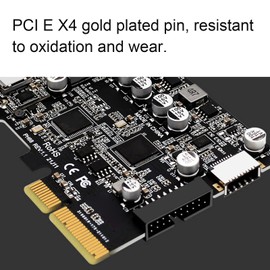 Bewinner PCIE to USB 3.2 Gen 2 Expansion Card, 10Gbps PCIE USB A and USB C Card, Gold Plated PCI Express USB Card for Desktop PCs, Front Type E 19/20PIN Controller Card