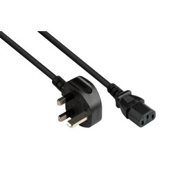 Good Connections Good Connections P7030-S050 Netzkabel, 5 m, Netz-Stecker Typ G (BS 1363) an C13 (gerade), 10A Sicherung, ASTA zertifiziert, 1,00 mm2 Schwarz