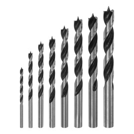 HARFINGTON 1set Brad Point Drill Bits 3/4/5/6/7/8/9/10mm Dia Straight Round Shank Drill Metric Brad Point Spiral Twist Drill Bits for Carpenter Woodworking Plastic Rubber
