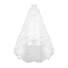Lotsdonxia White 2-Tier Bridal Veil with Comb – Simple Tulle Wedding Veil for Bachelorette Parties, Hen Nights, and Fancy Dress Costumes