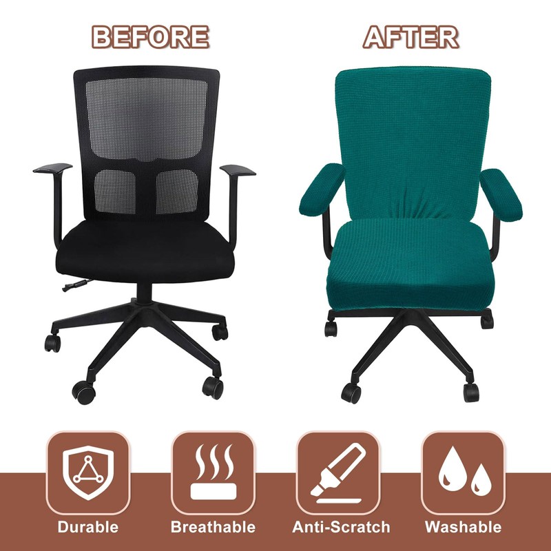 sourcing map Office Chair Covers, Stretchable Rotating Chair Slipcover Desk
