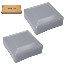 SKIR'CO (2 pcs) Fence Post Caps, Square 70 x 70 mm Grey Plastic Caps for Fence Posts, Window Grey RAL 7040 Colour