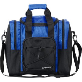 DAFISKY Bowling Ball Bag for Single Ball - Bowling Ball Tote Bag with Padded Ball Holder, 2 Pockets fit Bowling Shoes Up to Mens Size 14 and Accessories(Blue)