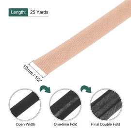 MECCANIXITY 1/2 Inch Double Fold Bias Tape Polyester Continuous Bulk Bias Tape for Sewing,Seaming Quilting Hemming Binding Crafts (Light Orange 25 Yards)