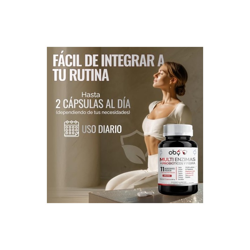 Oby Multi Enzimas Digestivas Probióticos Tipos Bifidobacterium Lactobacilos Fibra Psyllium