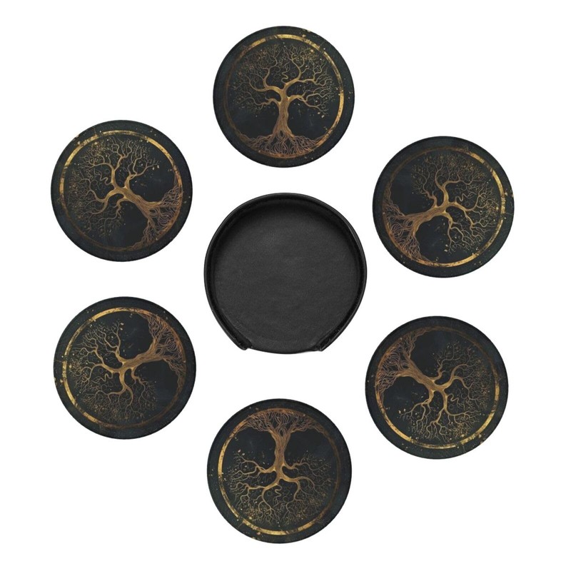 BOXIMIAO Drink Coasters with Holder Stand Set of 6, Marble