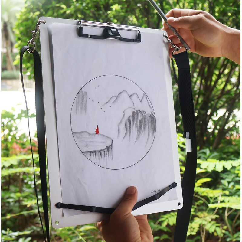 Banjiang Metal Clipboard with Shoulder Strap,Aluminum Drawing Board with Movable