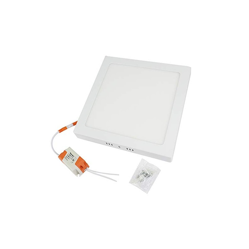 Sanelec 1298 Lámpara Cuadrada de Sobreponer, 18 W, Luz Fría