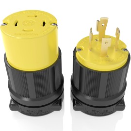 Journeyman-Pro 20A Generator Plug + Connector Set Black/Yellow L14-20P 2411 + L14-20R 2413 AMPS