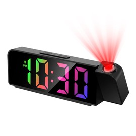 Ankilo Projection Alarm Clock for Bedrooms, Newest LED Alarm Clock with 180° Projection on Ceiling Wall with USB Charging,12/24H, Battery Backup, Snooze, Elderly,Heavy Sleepers,Snooze,12/24H