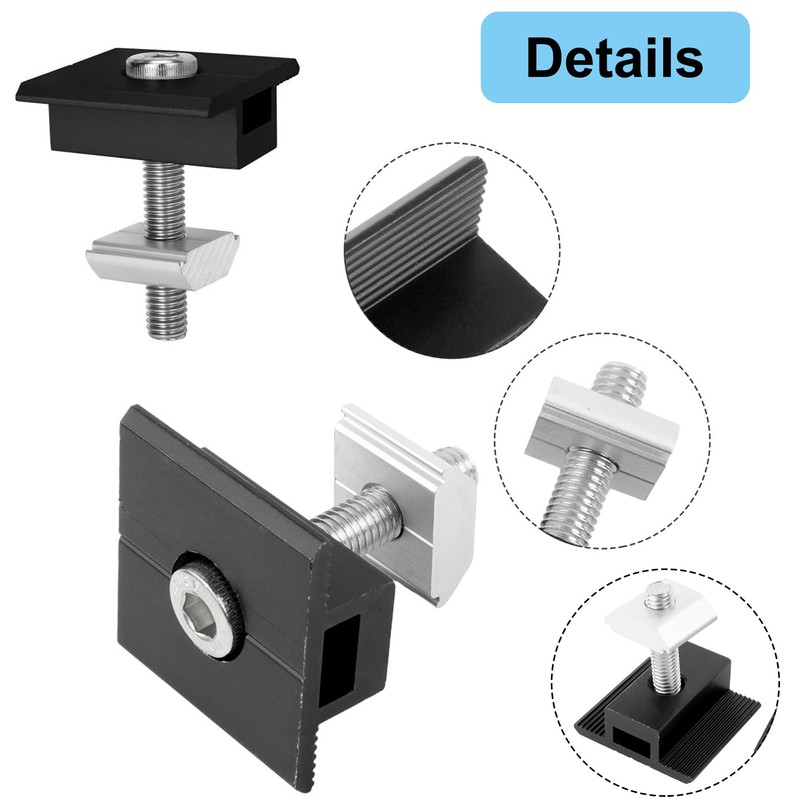 JYCONNECTS Pack of 4 Solar End Clamps 30 mm, T-Shaped
