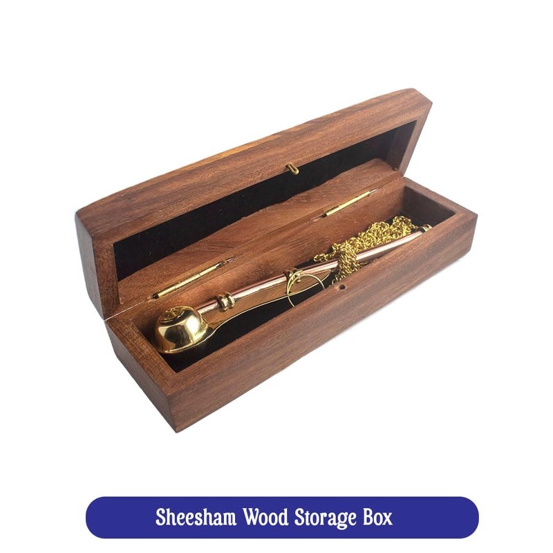 Nautical Brass Boatswain Whistle with Chain and Wooden Storage Box,