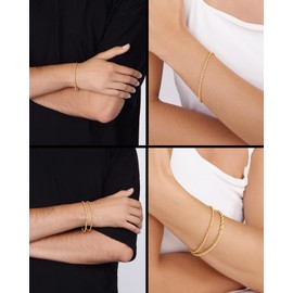 Jewelry Atelier Gold Filled Chain Bracelet Collection - 14K Solid Yellow Gold Filled Rope Chain Bracelets for Women and Men with Different Sizes (2.7mm)