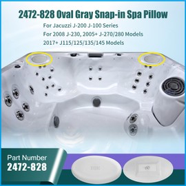 XQK 2472-828 Oval Gray Snap-in Spa Pillow for J-200 J-100 Series，for 2008 J-230, 2005+ J-270/280 Models,2017+ J115/125/135/145 Models