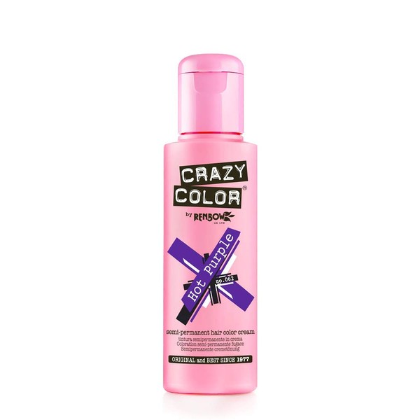 Renbow Crazy Color Semi Permanent Hair Color Cream Hot Purple No.62 100ml