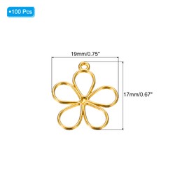 PATIKIL 100pcs Open Bezels, Resin Bezels Pendants Flower Open Back Bezels Alloy Hollow Frame Bulk for Resin Jewelry Making Earrings Necklace, Golden