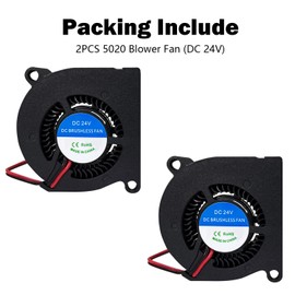 RugooSpink 2PCS Blower Fan for Kobra 3/Kobra 2 Series 5020 DC 24V Hotend Heat Sink Axial Cooling Fan Extruder Hotend Fan for Kobra 2 /Kobra 2 Max/Kobra 2 Pro/Kobra 2 Plus/Kobra 2 Neo