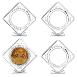 4 Pcs Coin Display Case Stand for Collectors 3D Acrylic Rotatable Floating Coin Holder Stands Clear Acrylic Coins Protector for Collectors Medallion Medal Specimen(1.6X 1.6in)