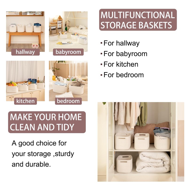 OIAHOMY 4 Pack Storage Baskets for Organizing, Cube Storage Bins