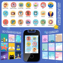 Kids Smart Phone for Girls Boys, Toys for 4 5 6 7 8 9 10 Year Old Boys Touchscreen MP3 Music Player with Camera Habit Tracker Games Learning Toy Christmas Birthday Gifts for Girls Boys Toddler