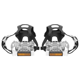X AUTOHAUX Pair Bicycle Pedals with Toe Clip Foot Strap Reflective Strap