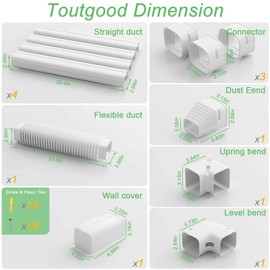 NafaYunc 3" 15Ft Mini Split Line Set Cover, PVC Ductless Air Conditioner Decorative Pipe, Pump Covers, AC Line Cover Kit, for Outside Units Air Conditioners & Heat Pumps, All in One Set, White