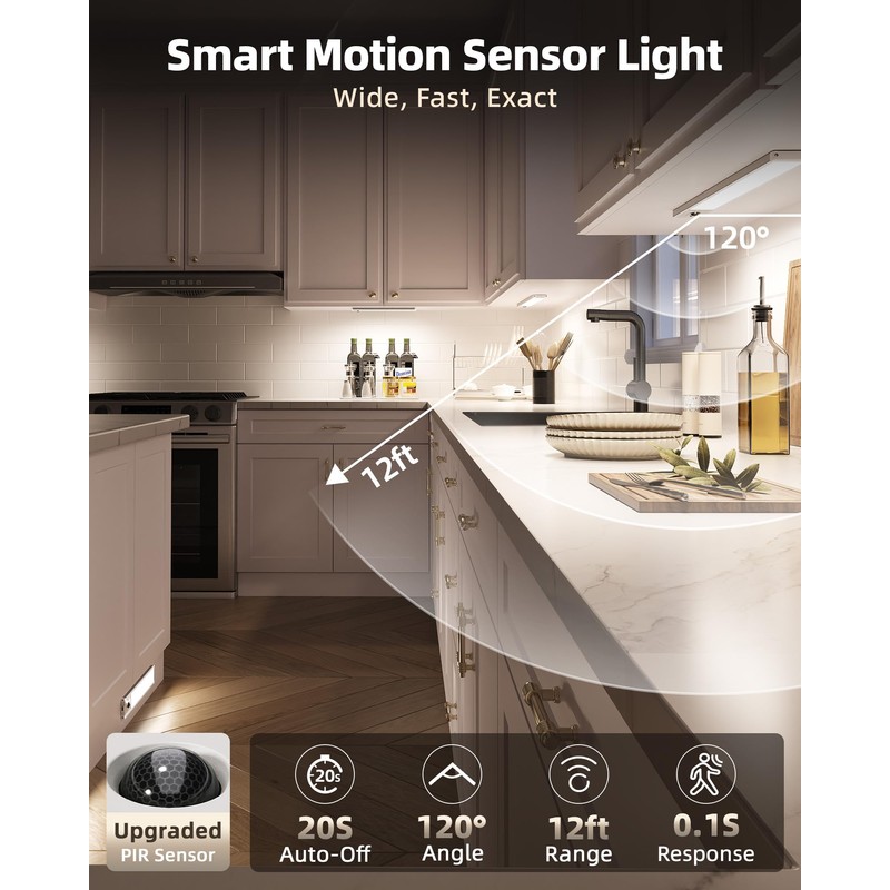 EZVALO Under Cabinet Lighting with Charging Station, Rechargeable Motion Sensor
