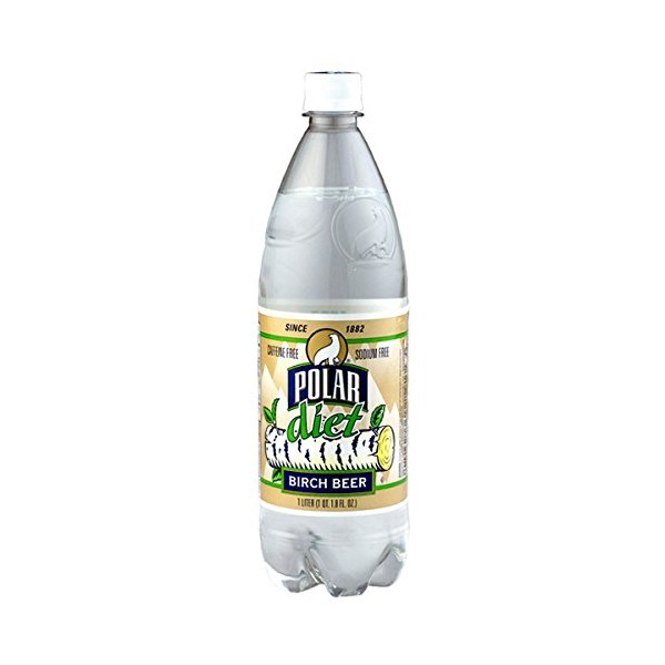 Polar Diet Birch Beer Soda 1 L Plastic Bottles - Pack of 12