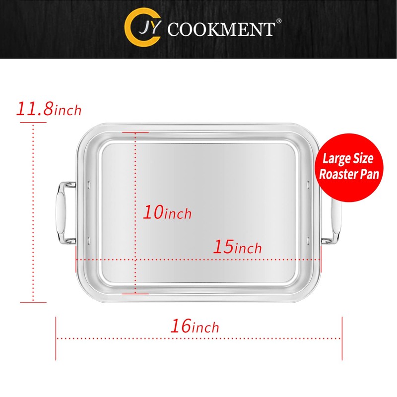 15 Inch Stainless Steel Roasting Pan with V-Shaped Rack and