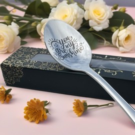 Engraved Teaspoon – You are My Sunshine – 15cm Silver Stainless Steel – Luxury Gift Box – Thoughtful Gift for Birthdays, Anniversaries, Christmas, Mother’s Day & Special Occasions