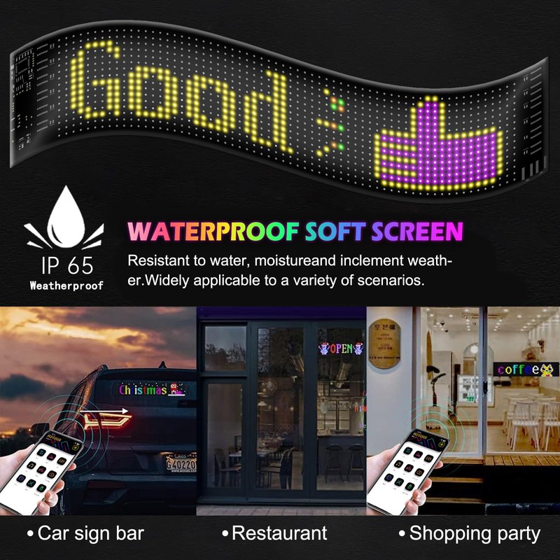 Gemsaya Car LED Sign,59.5 x 12 cm Flexible LED Matrix