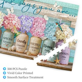 Christian Puzzles Religious Bible Verses Jigsaw Puzzle 500 Pieces for Adults God Says You are Inspirational Wooden Puzzle for Fun Family Game Motivational Toy Educational Intellectual