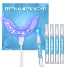 Shynova Teeth Bleaching Set for White Teeth: Teeth Whitening Kit with LED Light & 5x Bleaching Gel, Effective Teeth Whitening & Teeth Cleaning, Bleach Your Teeth at Home