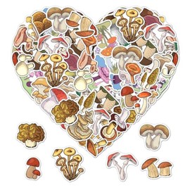 Pack 50 Pcs Vintage Mushroom Stickers for Water Bottles Waterproof Laptop Luggage Cups Computer Scrapbooking Teen Adults Girls Boys Cute Aesthetic Sticker Packs Small Vinyl Decals