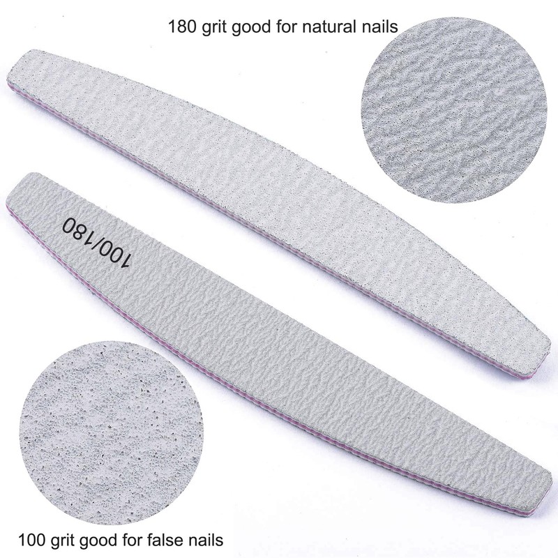 15 PCS Professional Nail Files 100/180 Grit, Double-Sided Emery Board