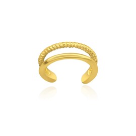 Mary & Jules Earrings Ear Cuff Made of Gold-Plated 925 Sterling Silver, Golden Women's Earring, Real Jewellery, Ear Cuff, Diameter 11 mm, Made of Recycled Silver, Sterling Silver