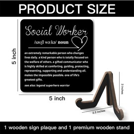 Social Worker Appreciation Gift - Wooden Plaque with Inspirational Definition & Stand - Desk Decor for Social Workers, Counselor Office, Therapist Gift-B07