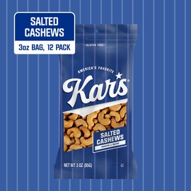 Kar’s Nuts Roasted & Salted Cashews, 3 oz – Grab & Go Bags, Individual Snack Packs (Pack of 12), Gluten-Free Trail Mix Snack