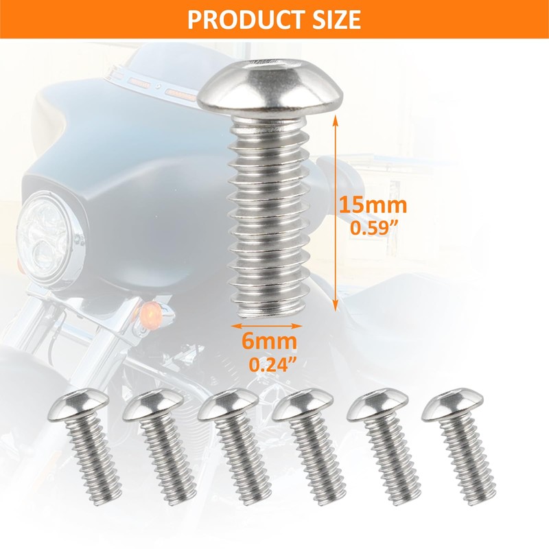 IVWFU 15PCS Windshield Bolts Batwing Inner Fairing Screws with Washers