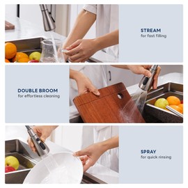 APPASO 3 Hole Kitchen Faucet, Brushed Nickel Kitchen Faucet with Soap Dispenser and Pull Down Sprayer 3 Modes, Stainless Steel High Arch Kitchen Sink Faucet with Separate Handle 3 Pieces