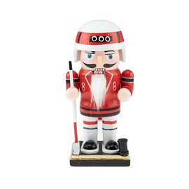 Clever Creations Red Hockey Player 6 Inch Traditional Wooden Nutcracker, Festive Christmas Décor for Shelves and Tables