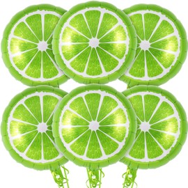 Lime Fruit Balloons, 6 Pcs Cute Lemon Foil Balloons, Large Green Lime Mylar Balloons for Fruit Summer Themed Party DecorationS Birthday Baby Shower (20.7 In)