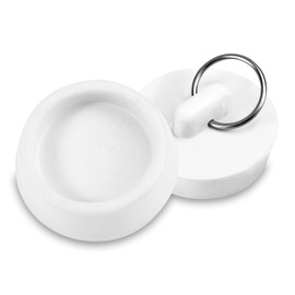 2pcs Reusable Sink Drain Stoppers, Rubber Silicone Sink Plugs with Stainless Steel Hanging Ring Kitchen Overflow Cap for Bathtub Bath Tub Laundry (White)