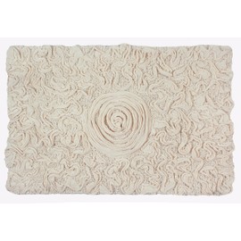 Home Weavers Bell Flower Collection 100% Cotton Tufted Bath Rugs, Extra Soft and Absorbent Bath Rugs, Non-Slip Bath Mats, Machine Washable, Bath Mats for Bathroom Floor, 17"x24" Rectangle, Ivory