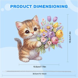 HEIBAGO Diamond Painting Anhänger Für Anfänger, 5D Diamond Painting Fensterbilder Tiere mit Kette,DIY Besonders Geformt Katze Kristall Hängen Diamant Painting Edelstein Kunst für Wanddekor