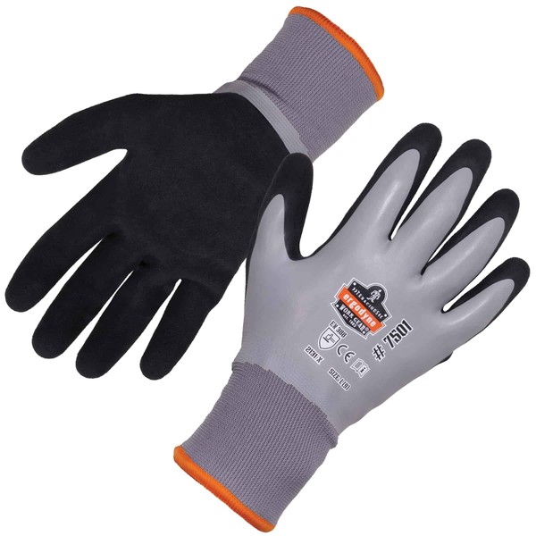 Ergodyne ProFlex 7501 Coated Waterproof Winter Work Gloves Gray, Large, 1 Pair