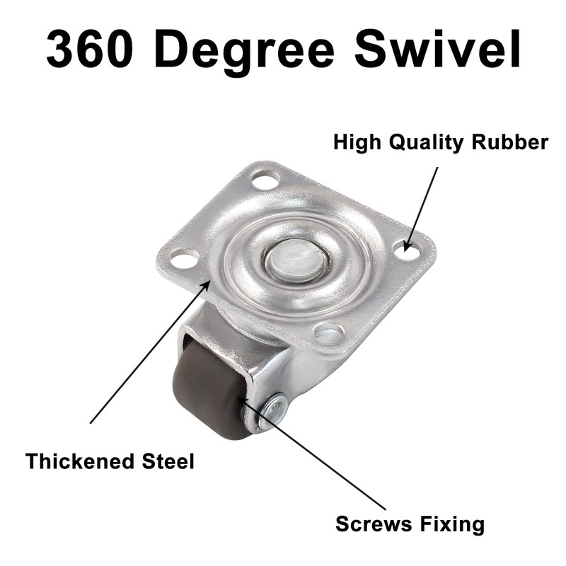 Murtenze Mini Swivel Caster Wheels - 8PCS, 1/2 inch Diameter,