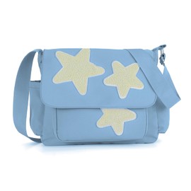 Lanpet Aesthetic Messenger Bag, Y2K Star Canvas Shoulder Bag,Cute Tote Bags,Nylon Casual Crossbody Bags for Women,Black