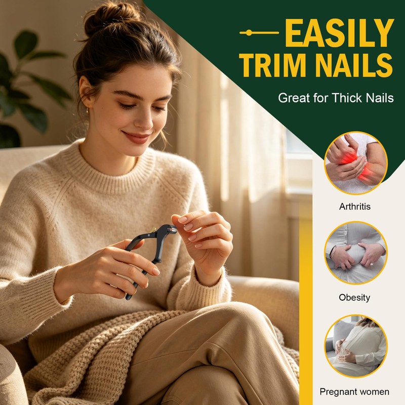 FVION Long Handle Toenail Clippers for Seniors – Wide Jaw