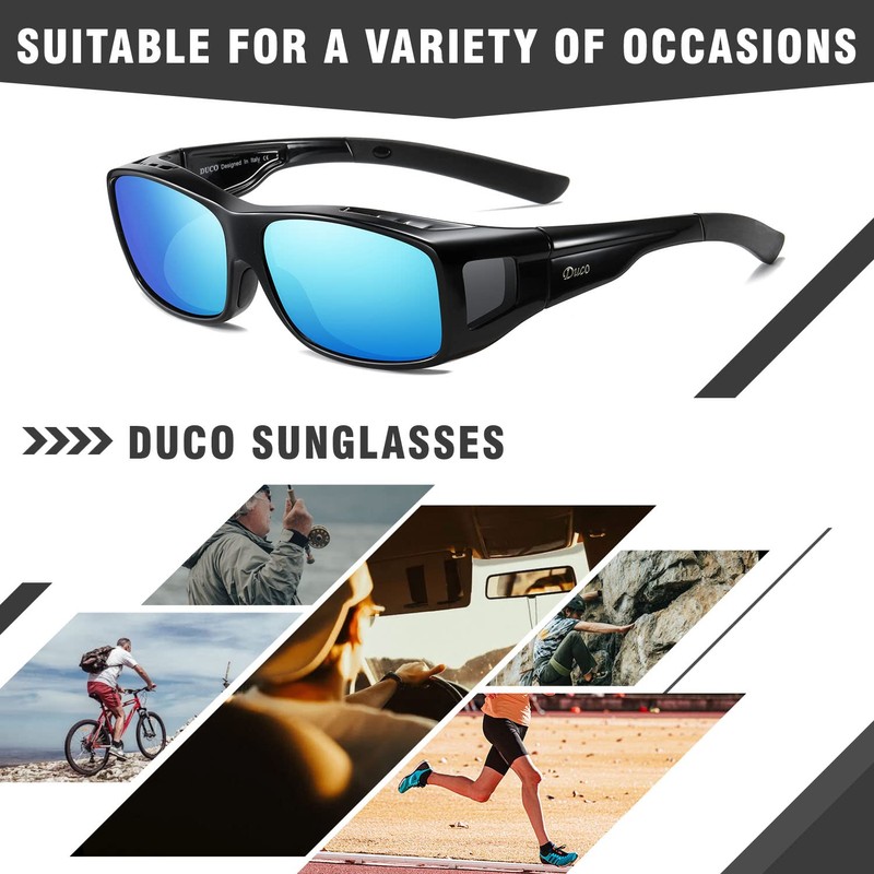 DUCO Wraparound Fitover Glasses Polarized Wear Over Sunglasses for Men